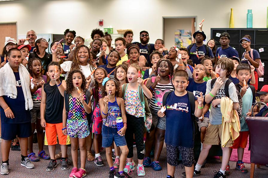 SIF Coworking organization, Boston Explorers, brings their summer camp student in to the SIF offices for a popsicle break.