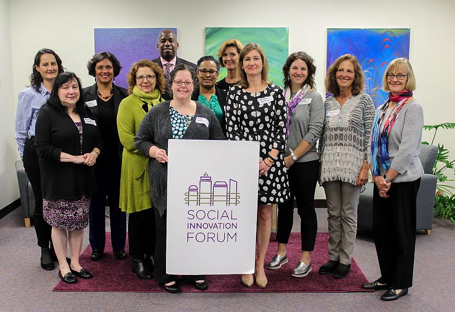 Image of Margaret Leipsitz and Capacity Camp participants from East Boston Ecumenical Center, Project Hope, Project Place, Saint Francis House Inc., South Boston en Acción, Strive, and United South End Settlements 