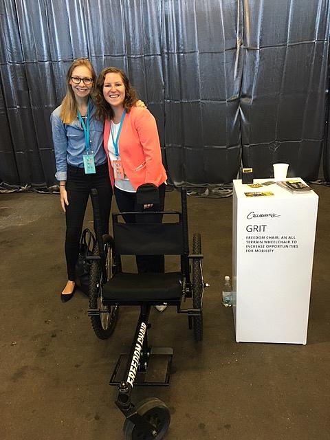 Anna Trieschmann and Tish Scolnik with GRIT&#039;s Freedom Wheelchair